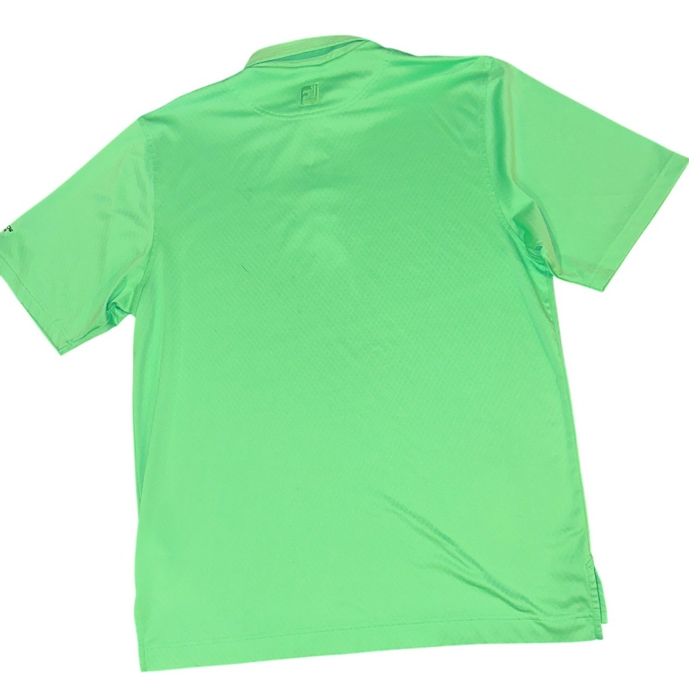 FootJoy Mens Quail Hollow Country Club Golf Polo Shirt Lime Green Textured L - Picture 3 of 11